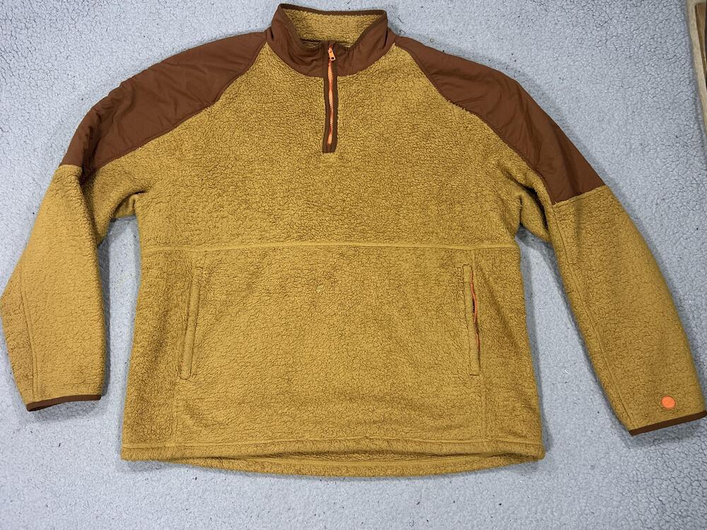 Outerknown Jacket Mens 2XL Yellow Sherpa Skyline Fleece Pullover Anorak